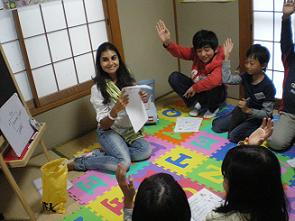 外国人レッスン中学生